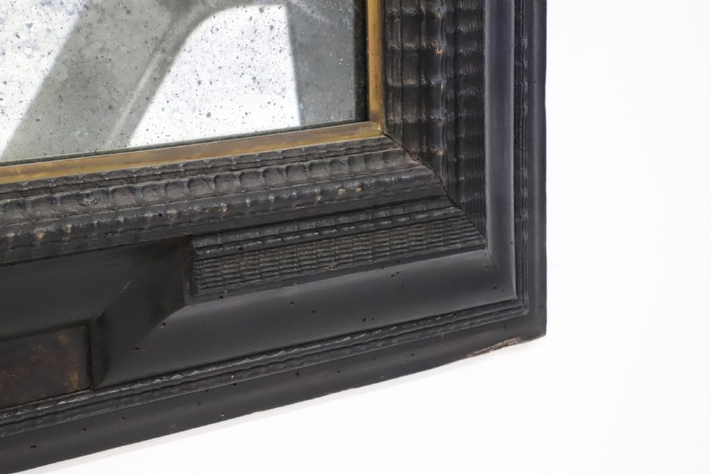 French 19th Century Ebonised and Faux Tortoiseshell Framed Mirror View XIX