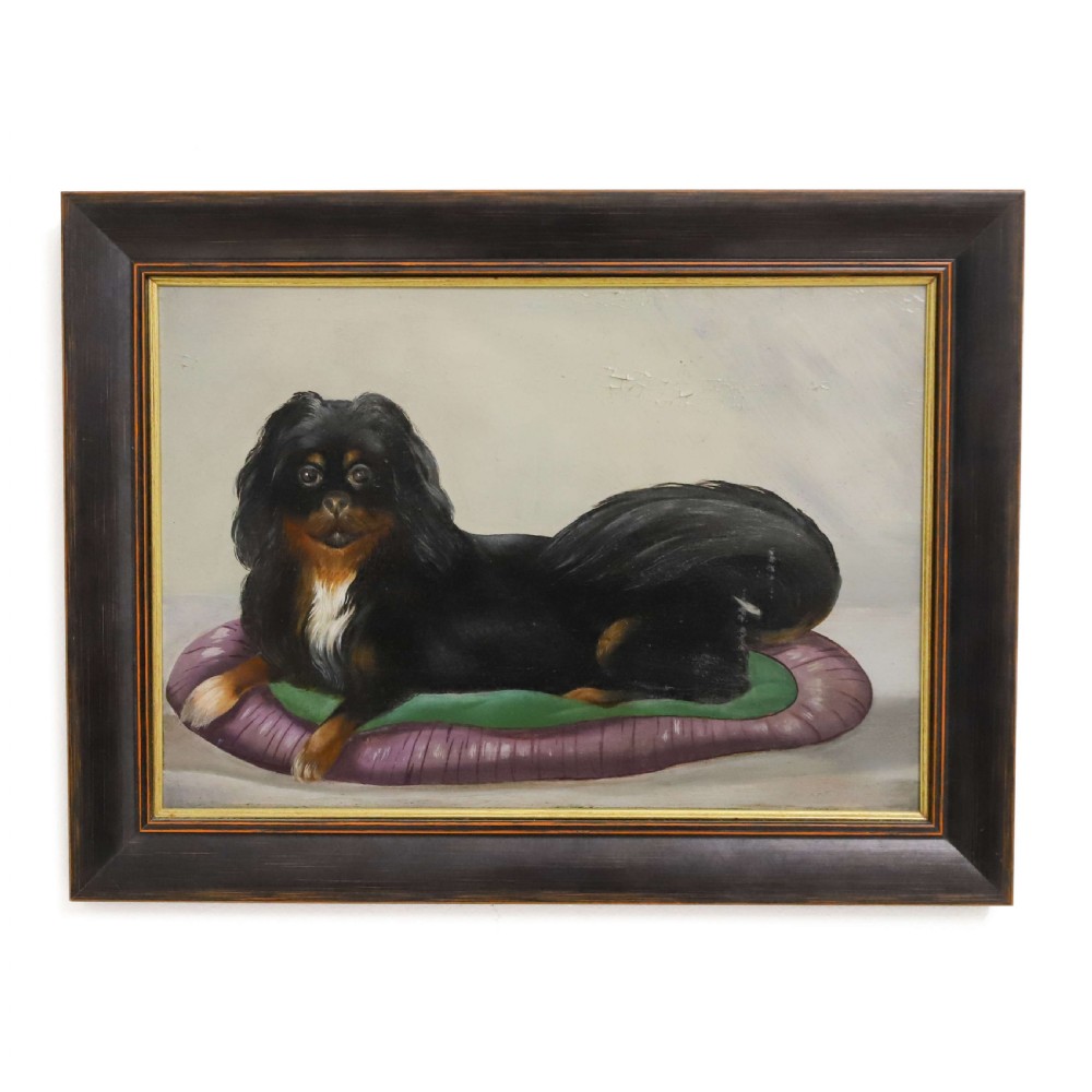 France 1930 Painting of Dog on Board Wonderful Colours & Expression