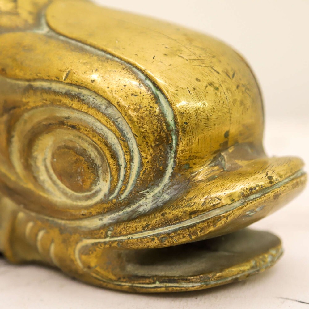 Large Classical Antique 19th Century Brass Mythical Dolphin Sculpture View II