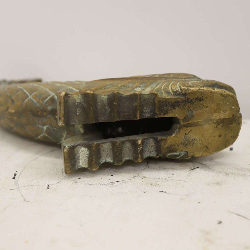 Large Classical Antique 19th Century Brass Mythical Dolphin Sculpture View III