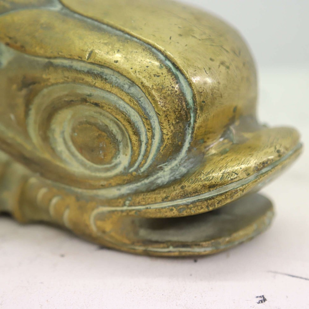 Large Classical Antique 19th Century Brass Mythical Dolphin Sculpture View IV