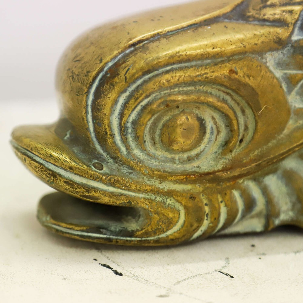 Large Classical Antique 19th Century Brass Mythical Dolphin Sculpture View VIII