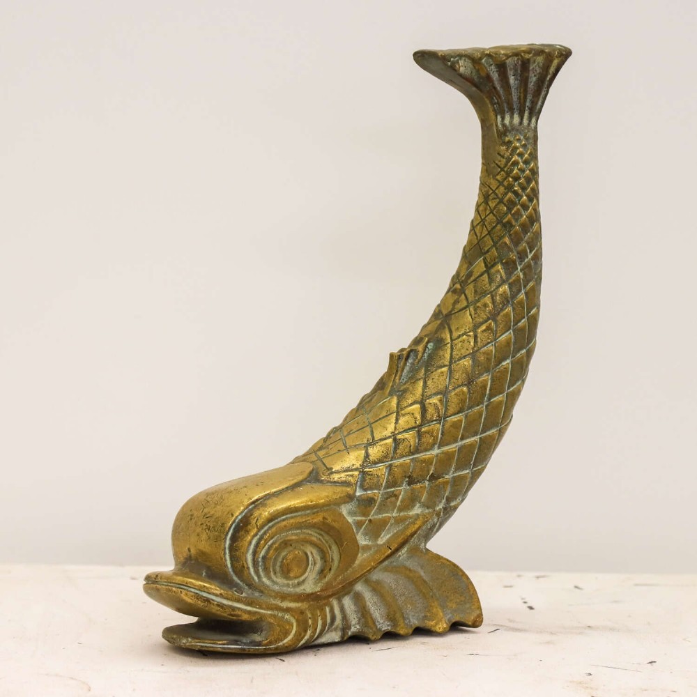 Large Classical Antique 19th Century Brass Mythical Dolphin Sculpture View IX