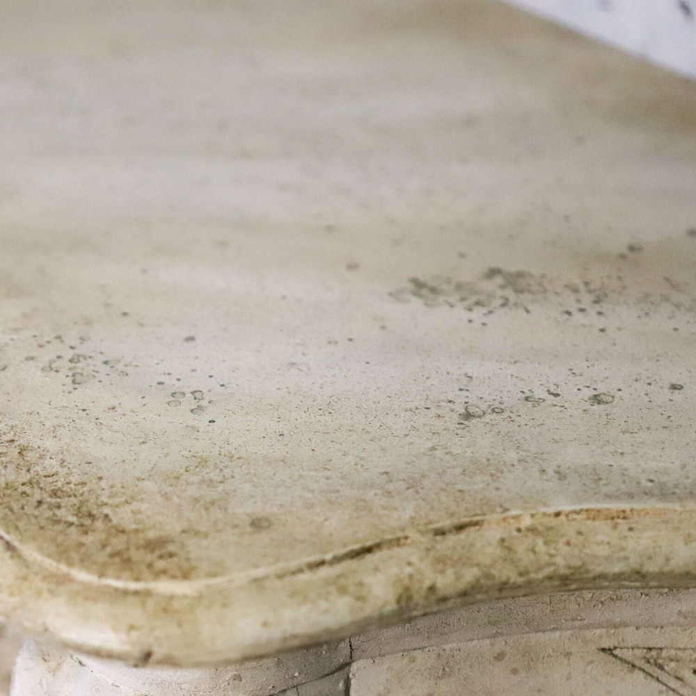 A pair of 1930s French wall console tables with intricate carved Rococo scrollwork in an antique white painted finish. View XIII