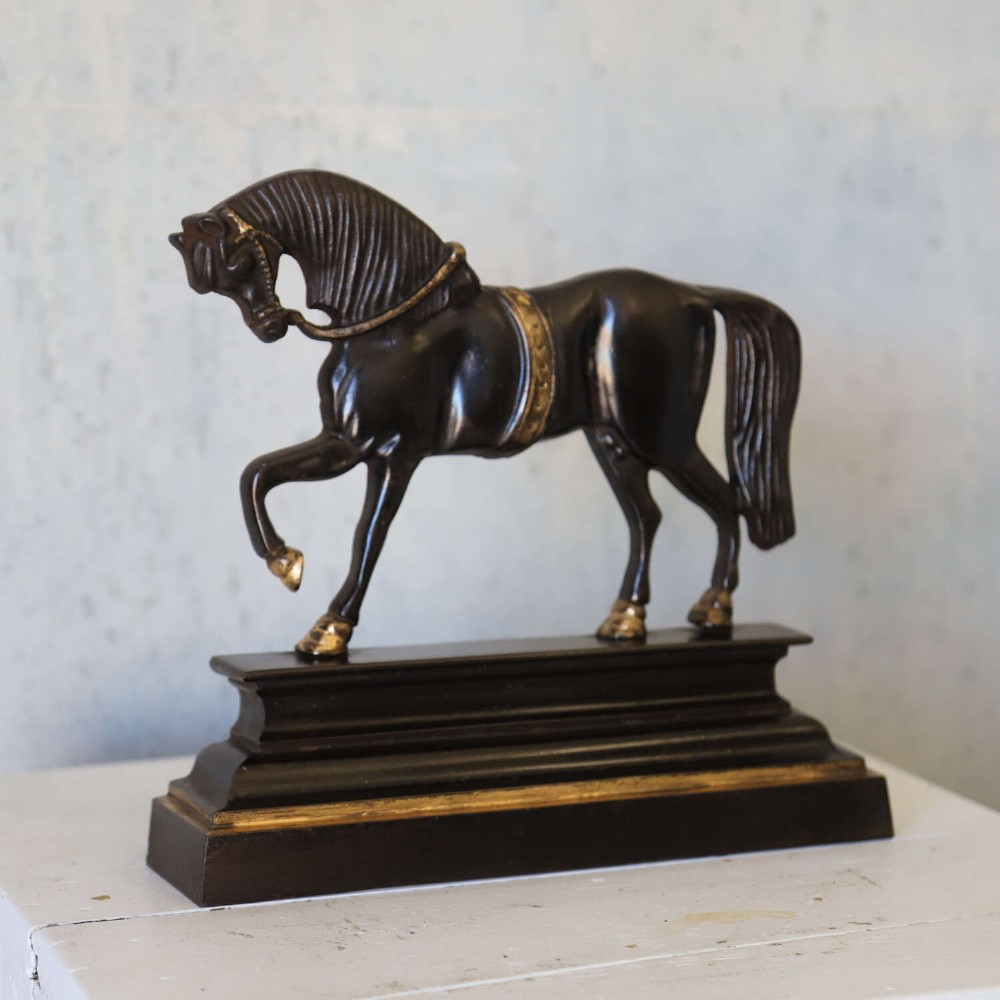 Edwardian horse door stop in cast iron with bronze details View IV