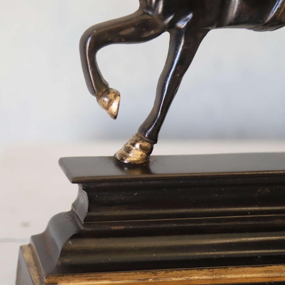 Edwardian horse door stop in cast iron with bronze details View VII