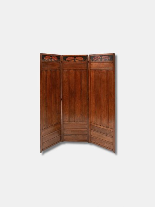 c 1910 libertys of london oak poppy design screen room divider english - CATEGORY: ANTIQUE MISCELLANEOUS - DATED 1910