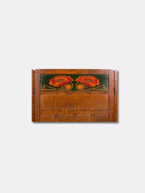 C 1910 LIBERTYS OF LONDON OAK POPPY DESIGN SCREEN ROOM DIVIDER ENGLISH - ADDITIONAL PHOTO 3