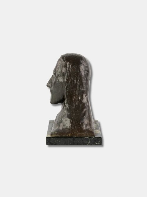C 1890 GEORGE MINNE PATINATED BRONZE BUST OF JESUS CHRIST BELGIAN - ADDITIONAL PHOTO 3