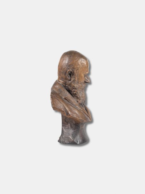 1914 GIUSEPPE MORETTI BRONZE BUST OF A BEARDED GENTLEMAN ITALIAN - ADDITIONAL PHOTO 1