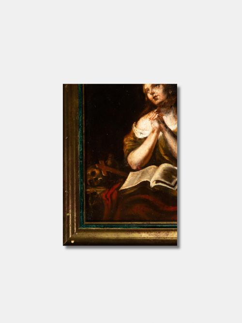 17TH CENTURY SPANISH SCHOOL FRAMED OIL ON COPPER MARY MAGDALENE SPANISH - ADDITIONAL PHOTO 2