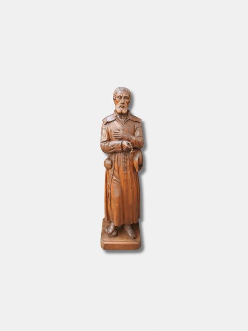 18TH C OAK CARVED RELIGIOUS STATUE OF SAINT JEROME CROATIAN - ADDITIONAL PHOTO 1