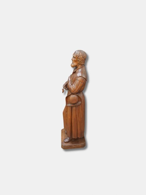 18TH C OAK CARVED RELIGIOUS STATUE OF SAINT JEROME CROATIAN - ADDITIONAL PHOTO 4