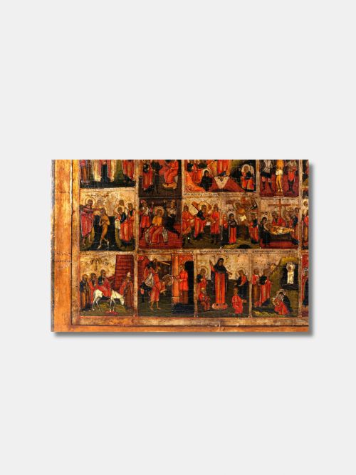 19TH C RELIGIOUS ICON EASTER WITH THE PASSION OF CHRIST RUSSIAN - ADDITIONAL PHOTO 3