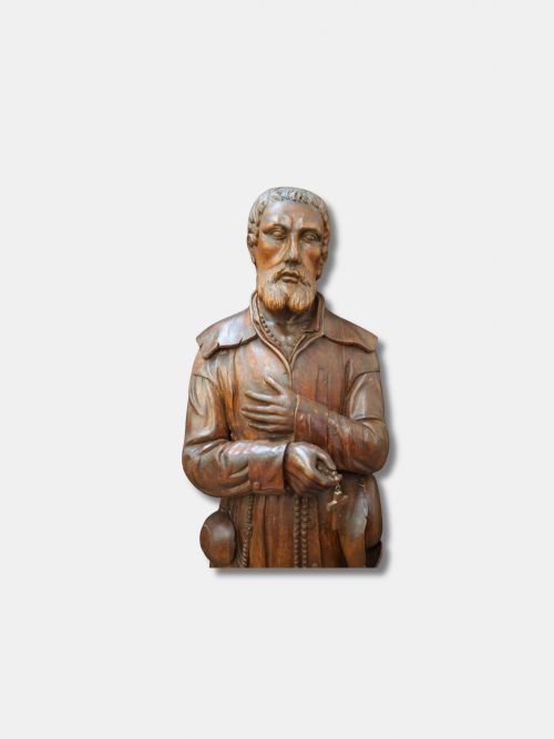 18TH C OAK CARVED RELIGIOUS STATUE OF SAINT JEROME CROATIAN - ADDITIONAL PHOTO 5