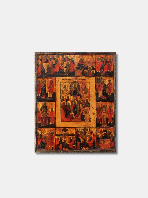 C 1700 RELIGIOUS ICON EASTER WITH SOLEMNITIES ORTHODOX CHURCH RUSSIAN - ADDITIONAL PHOTO 3