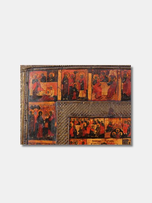 C 1700 RELIGIOUS ICON EASTER WITH SOLEMNITIES ORTHODOX CHURCH RUSSIAN - ADDITIONAL PHOTO 4