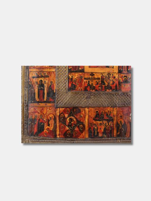 C 1700 RELIGIOUS ICON EASTER WITH SOLEMNITIES ORTHODOX CHURCH RUSSIAN - ADDITIONAL PHOTO 5