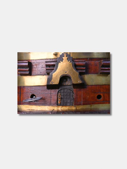 C 1900 MAHOGANY AND BRASS CLOCKWORK MODEL OF A SEA FORT FRENCH - ADDITIONAL PHOTO 5