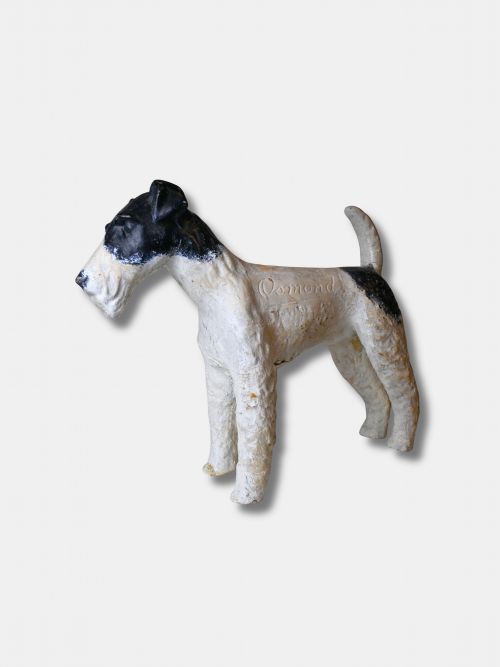 C 1920 COMPOSITION LIFESIZE FOX TERRIER ADVERTISING FIGURE SIGN ENGLISH
