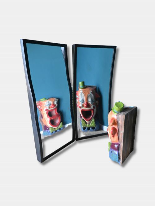 C 1920 PAIR OF LARGE DISTORTED FAIRGROUND MIRRORS ENGLISH - ADDITIONAL PHOTO 1