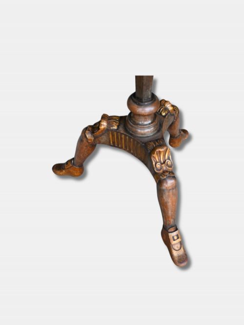 C 1920 WALNUT GILT STANDARD LAMP ON TRIPOD BASE ENGLISH - ADDITIONAL PHOTO 3