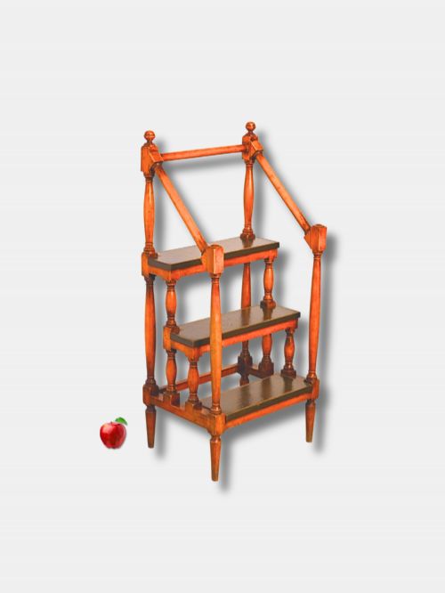 early 20th c in style of 19th c beech tree three tread library steps english - CATEGORY: ANTIQUE MISCELLANEOUS - DATED 1900