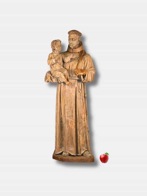 C 1850 LIFESIZE WOOD CARVED SAINT ANTHONY WITH CHRIST FRENCH