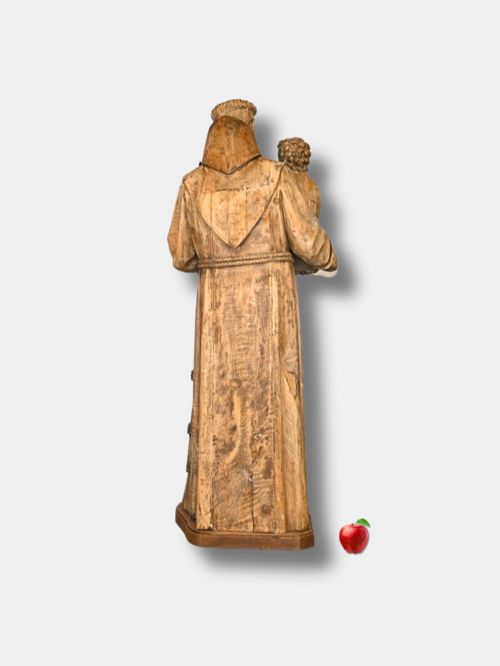 C 1850 LIFESIZE WOOD CARVED SAINT ANTHONY WITH CHRIST FRENCH - ADDITIONAL PHOTO 1