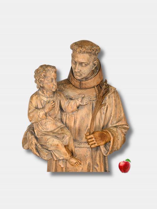 C 1850 LIFESIZE WOOD CARVED SAINT ANTHONY WITH CHRIST FRENCH - ADDITIONAL PHOTO 2