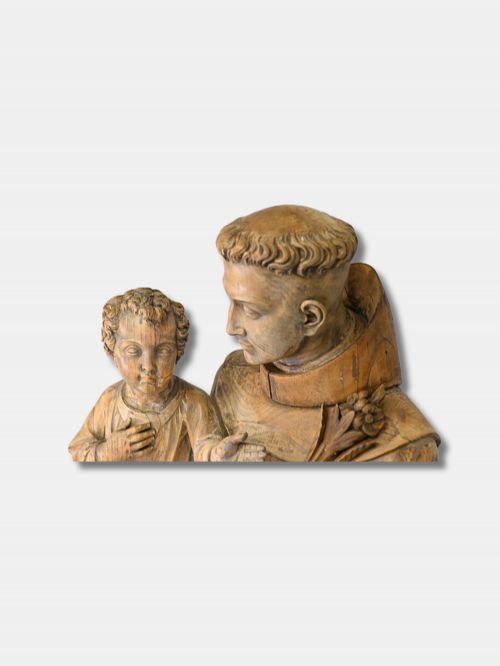 C 1850 LIFESIZE WOOD CARVED SAINT ANTHONY WITH CHRIST FRENCH - ADDITIONAL PHOTO 4