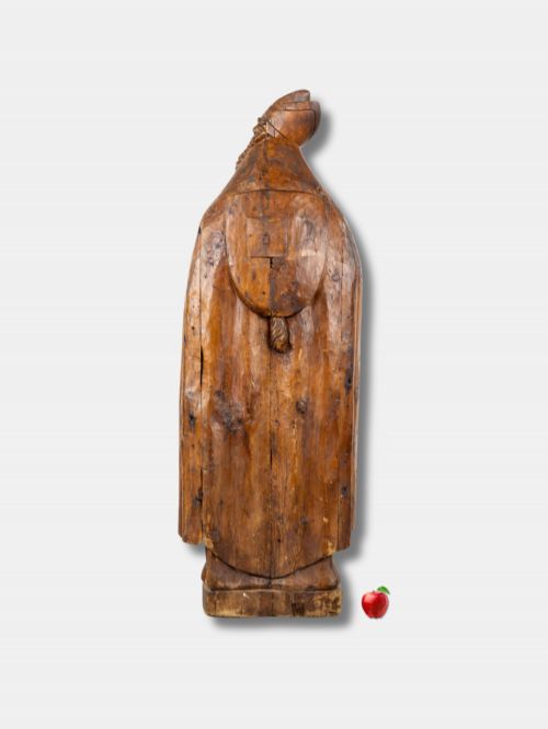 C 1550 LIFESIZED SAINT ELIGIUS CARVED WOOD STATUE FRENCH - ADDITIONAL PHOTO 2