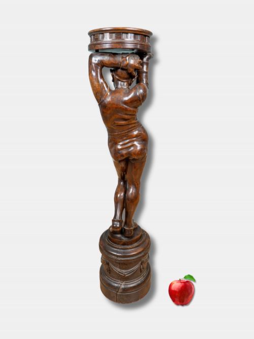 C 1870 FINELY CARVED TORCHRE JESTER ON CIRCULAR PLINTH ITALIAN - ADDITIONAL PHOTO 1