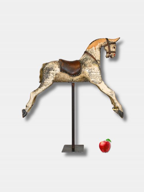 19TH C G J LINES DECORATIVE WOODEN ROCKING HORSE ON STAND ENGLISH
