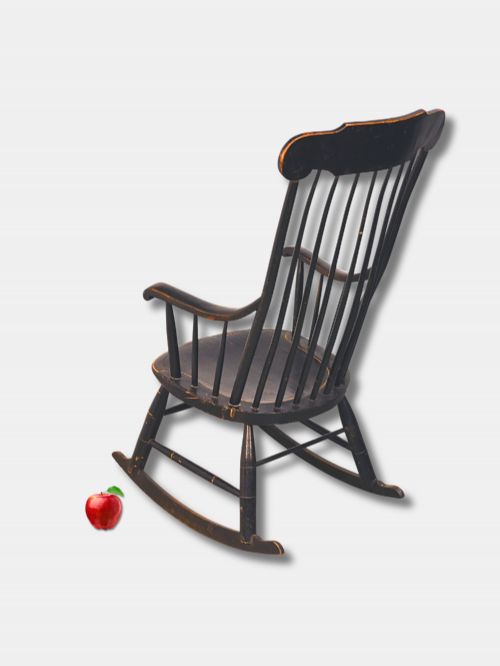 19TH C EBONISED WITH GILT DECORATION BOSTON STYLE ROCKING CHAIR AMERICAN - ADDITIONAL PHOTO 1