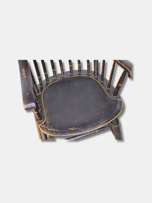 19TH C EBONISED WITH GILT DECORATION BOSTON STYLE ROCKING CHAIR AMERICAN - ADDITIONAL PHOTO 2