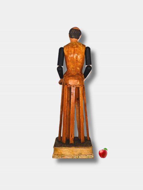 19TH C LIFESIZED CARVED POLYCHROME WOODEN SANTOS ITALIAN - ADDITIONAL PHOTO 2