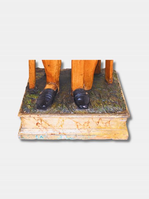 19TH C LIFESIZED CARVED POLYCHROME WOODEN SANTOS ITALIAN - ADDITIONAL PHOTO 4