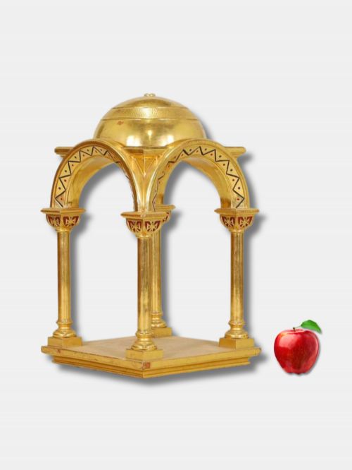 CIRCA 1920 GILTWOOD TABERNACLE WITH DOMED TOP AND ZIGZAG DECORATION
