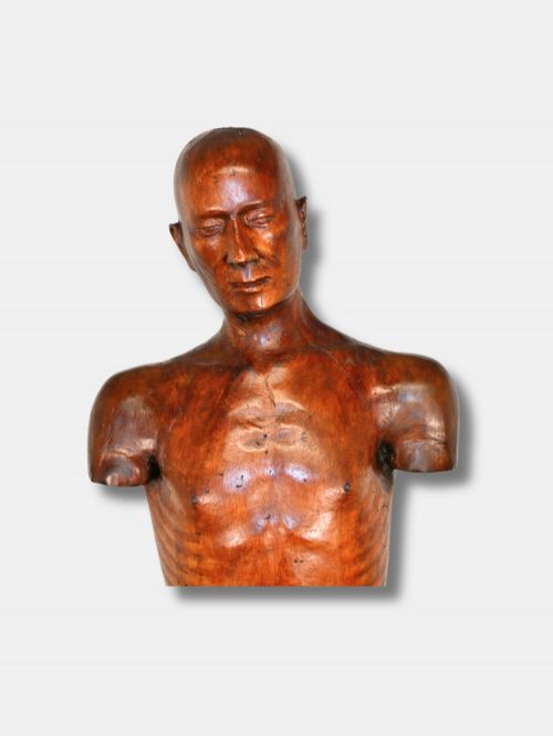 18TH C LIFESIZE CARVED WOOD FIGURE OF A MAN SANTOS ON PLINTH ITALIAN - ADDITIONAL PHOTO 1