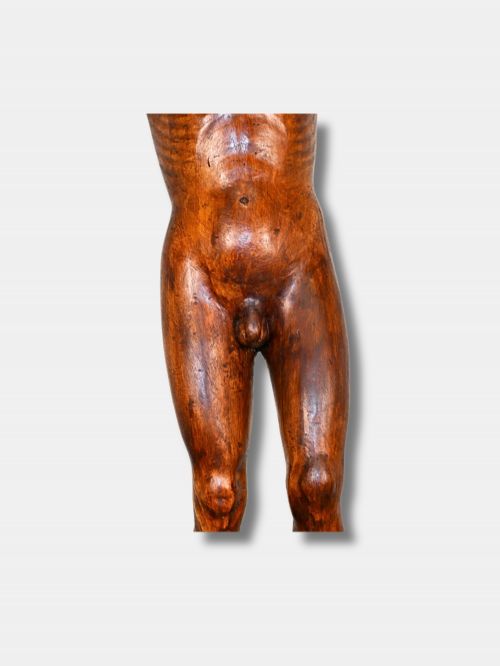 18TH C LIFESIZE CARVED WOOD FIGURE OF A MAN SANTOS ON PLINTH ITALIAN - ADDITIONAL PHOTO 3