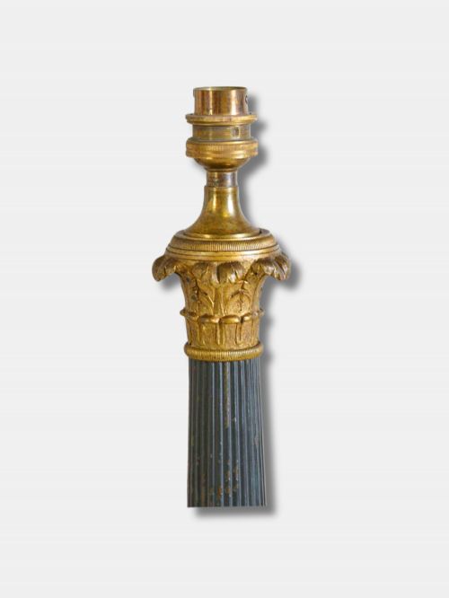 C 1800 PAIR OF ORMOLU GILT COLUMN LAMPS WITH LIONS PAW FEET FRENCH - ADDITIONAL PHOTO 3