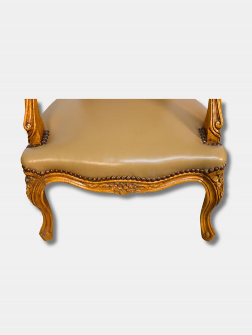 19TH C PAIR OF CHILDRENS WALNUT AND GREEN LEATHER CHAIRS FRENCH - ADDITIONAL PHOTO 2