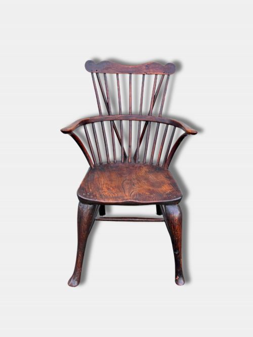 C 1790 PRIMITIVE THAMES VALLEY COMB BACK WINDSOR CHAIR ENGLISH