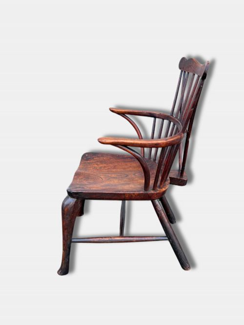C 1790 PRIMITIVE THAMES VALLEY COMB BACK WINDSOR CHAIR ENGLISH - ADDITIONAL PHOTO 3