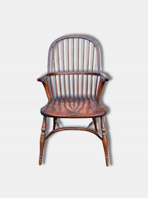 c 1800 yew and elm stickback windsor armchair english - CATEGORY: ANTIQUE CHAIRS - DATED 1800