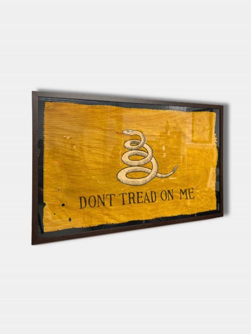 C 1900 FRAMED GADSDEN FLAG 'DON'T TREAD ON ME' AMERICAN