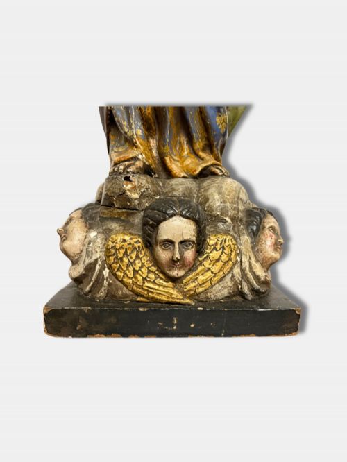 C 1750 POLYCHROME FIGURE ST JOSEPH AND CHILD JESUS PERUVIAN - ADDITIONAL PHOTO 4