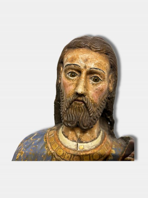 C 1750 POLYCHROME FIGURE ST JOSEPH AND CHILD JESUS PERUVIAN - ADDITIONAL PHOTO 7