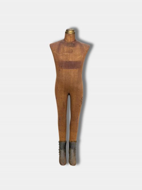 C 1880 FULLSIZE STOCKMAN CHILD'S DISPLAY MANNEQUIN WITH CAST IRON BOOTS FRENCH